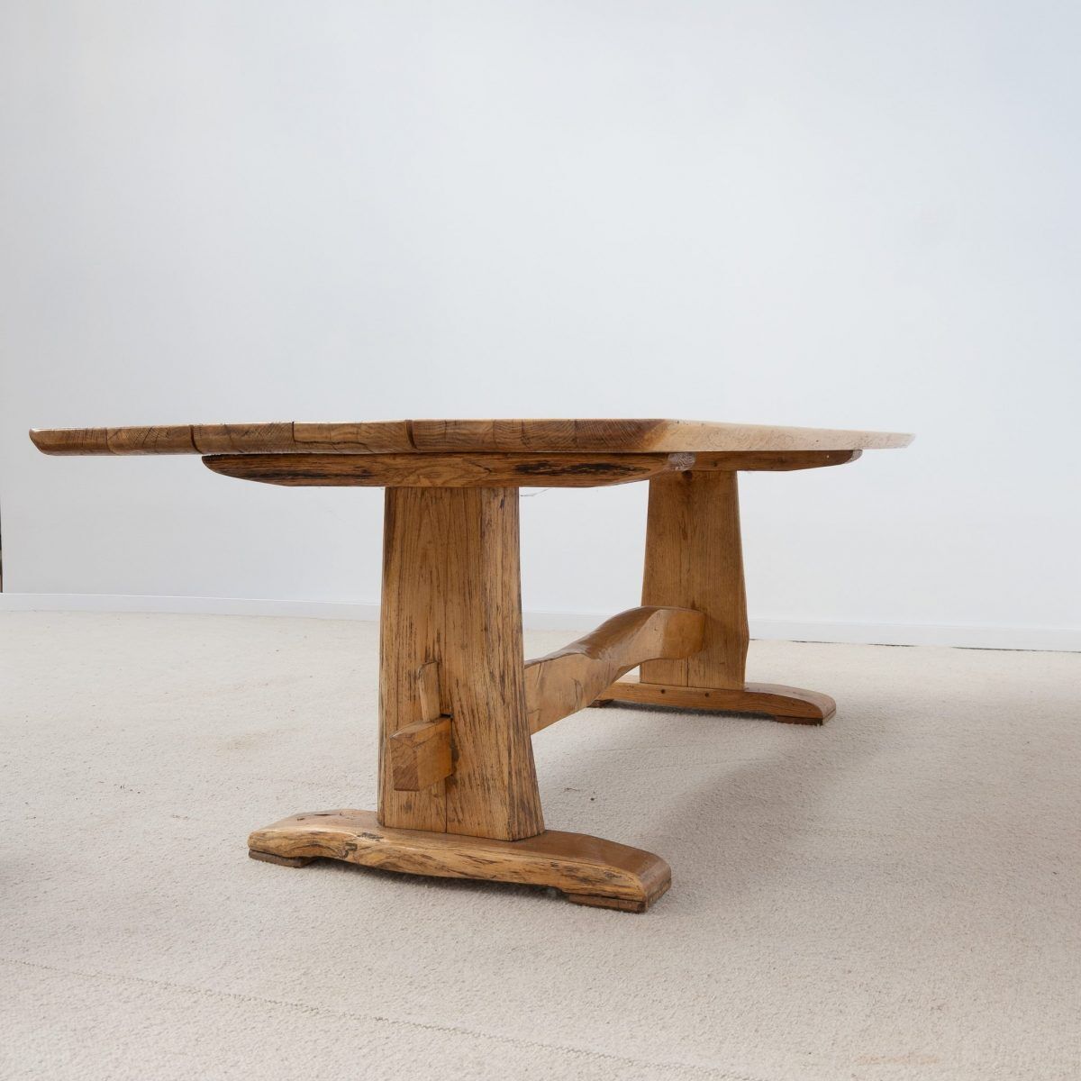Solid oak dining table - 20th century French design