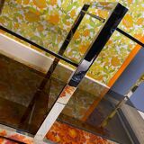 Vintage 70s chrome and smoked glass console