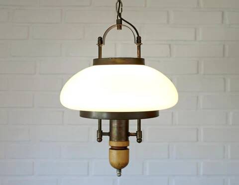 Vintage Lantern Pendant Light | Mid Century Opaline Glass Chandelier