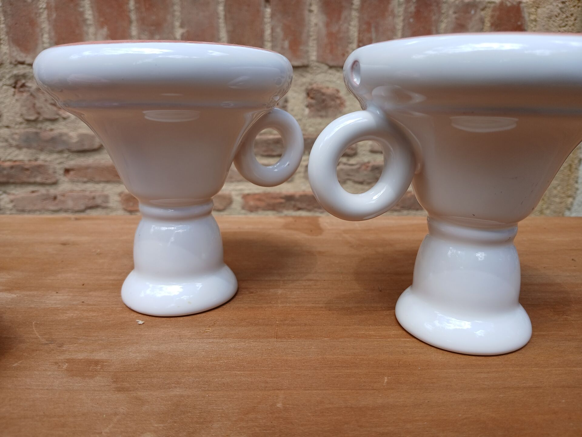 2 handmade ceramic candle holders