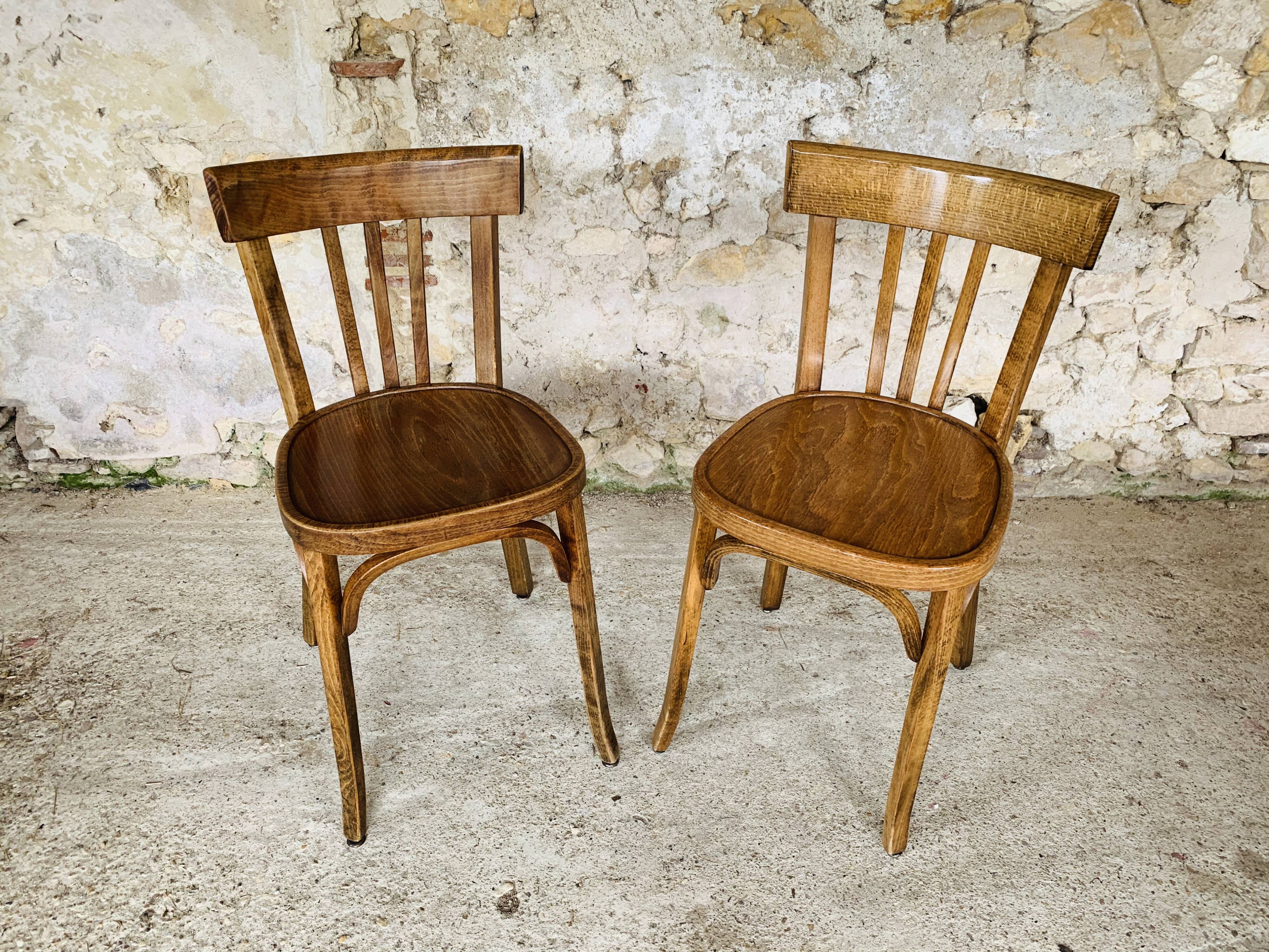 Pair of bistro chairs #43 by Baumann, circa 40/50