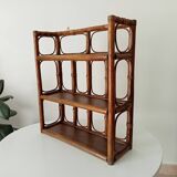 Vintage bamboo and rattan wall shelf