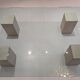 Glass table and travertine feet