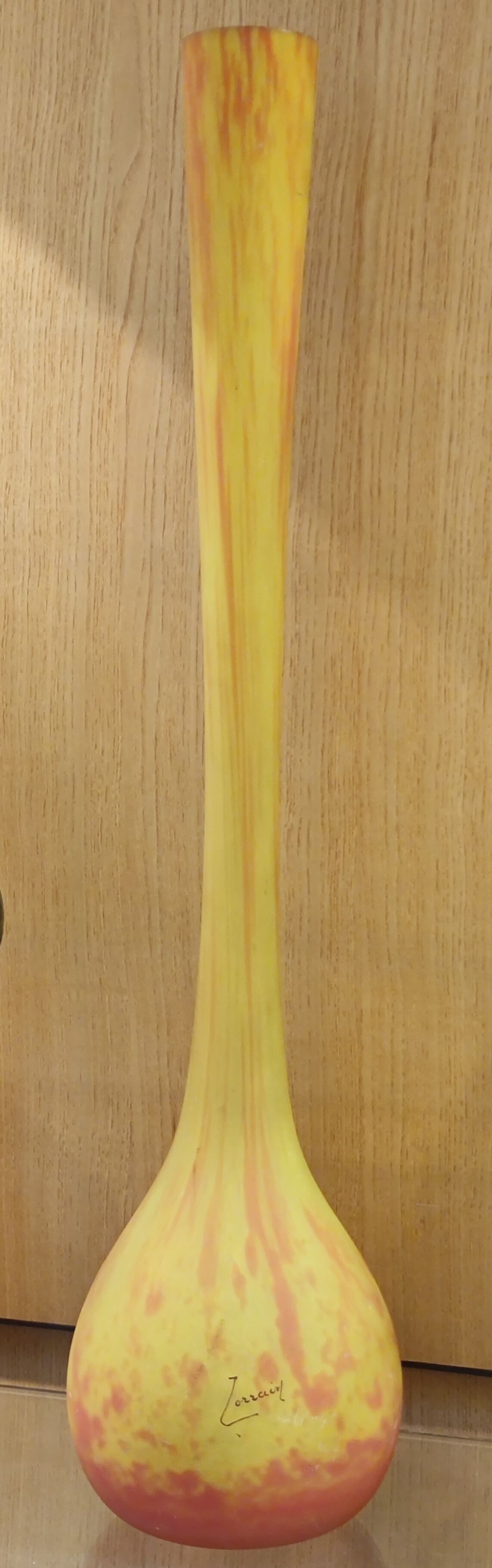 Glass paste soliflore vase signed Lorrain