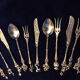 Set 11 of old cutlery with silver metal desert
