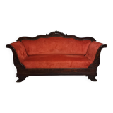 Sleeper or bench from the Charles X period in richly carved mahogany.