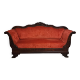 Dormeuse ou banquette époque Charles X en acajou richement sculpté