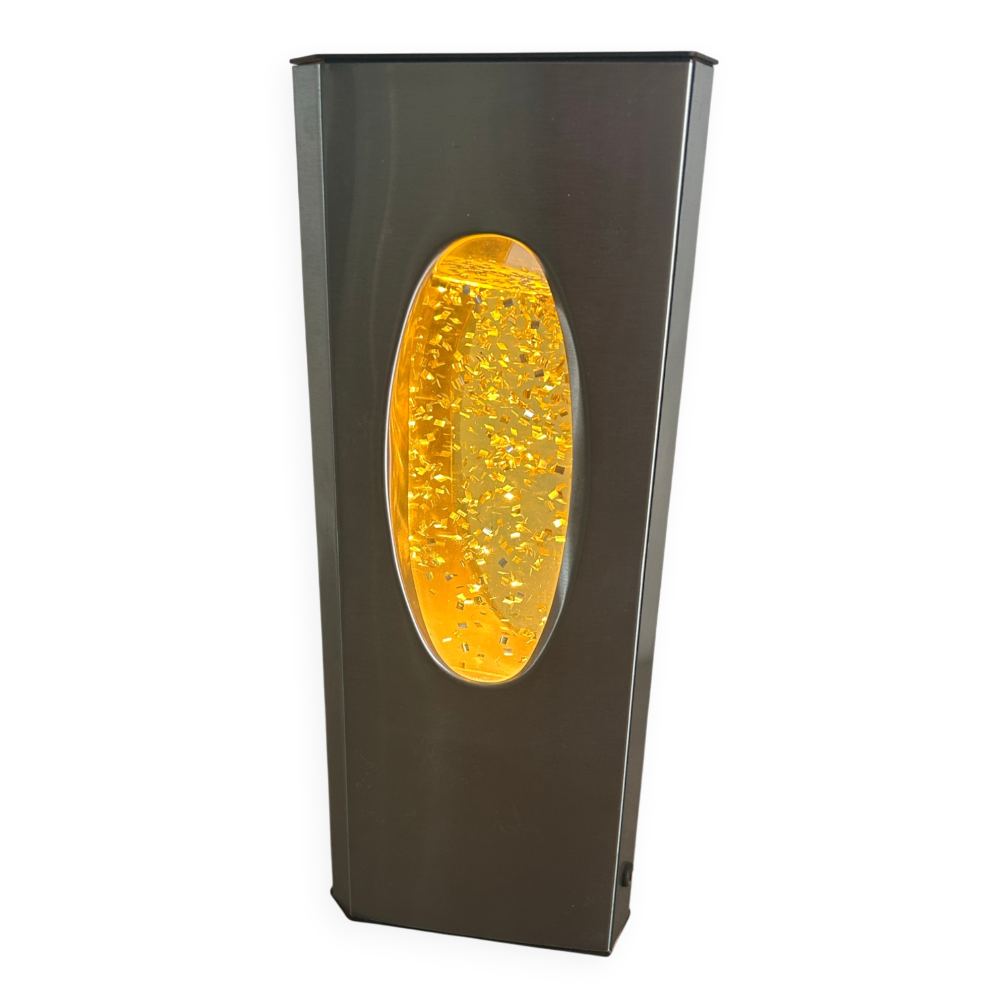Vintage Space Age glitter lamp brushed aluminium year