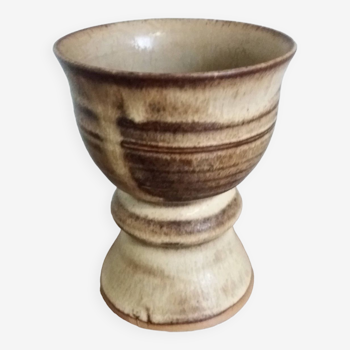 Chalice cup candle holder in stoneware