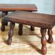 Pair of vintage solid turned wood footstools