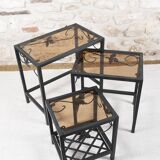Set of 3 wrought iron nesting tables