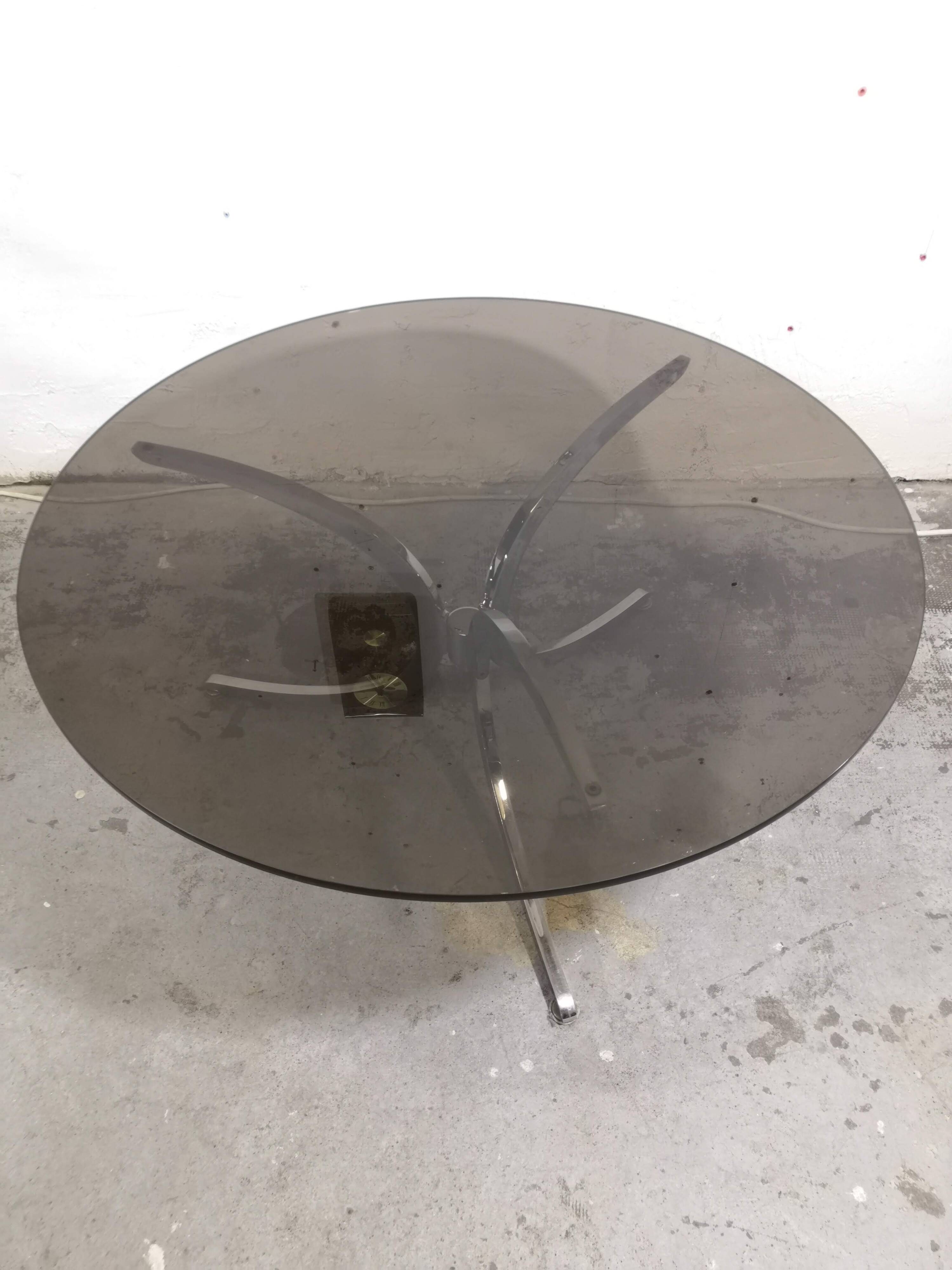 Vintage coffee table, chrome and glass