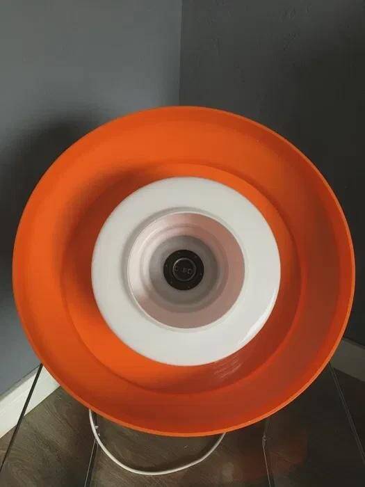 Space Age pendant lamp, orange and white, plastic, 1960s-70s