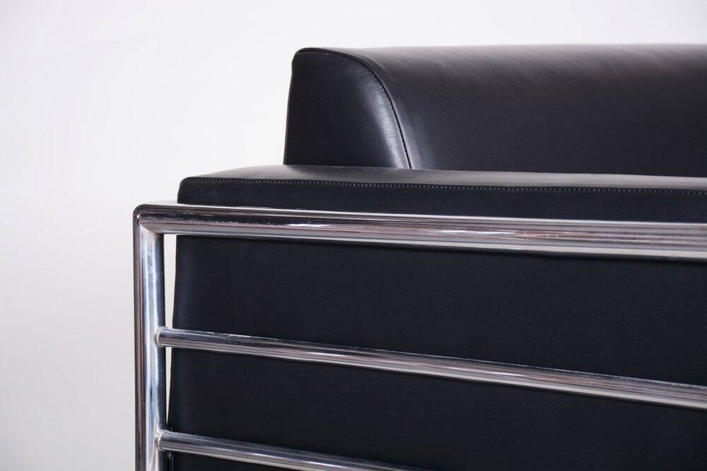 Bauhaus Sofa in Chrome and Leather by Vichr a Spol, Czech, 1930s