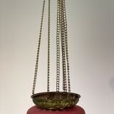 Antique pendant of pink opaline glass with brass edge by Funen's Glassworks, 1860s