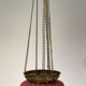 Suspension antique en verre opalin rose avec bord en laiton par Funen’s Glassworks, années 1860