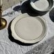 Set of 8 antique turquoise deep plates with a gold rim D22.5