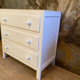 Chest of drawers raw wood & chalk white