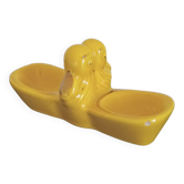 Saleron in yellow earthenware birds Saint Clement style
