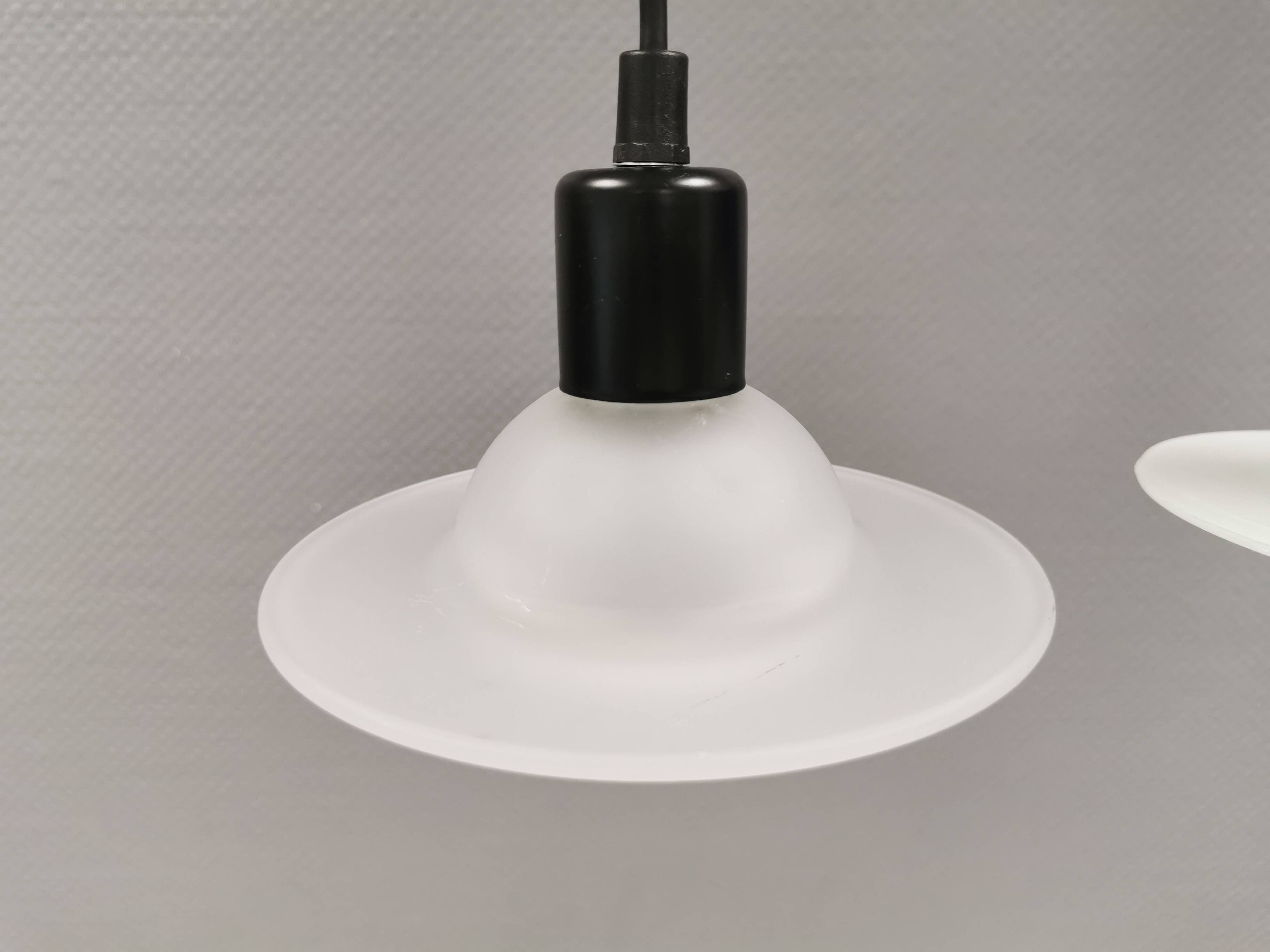 White glass UFO pendant lights by Design-Light, early 1990s Denmark