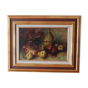 Tableau ancien nature morte dame