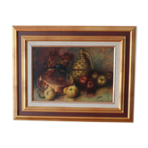 Old still life painting lady jeanne and apples