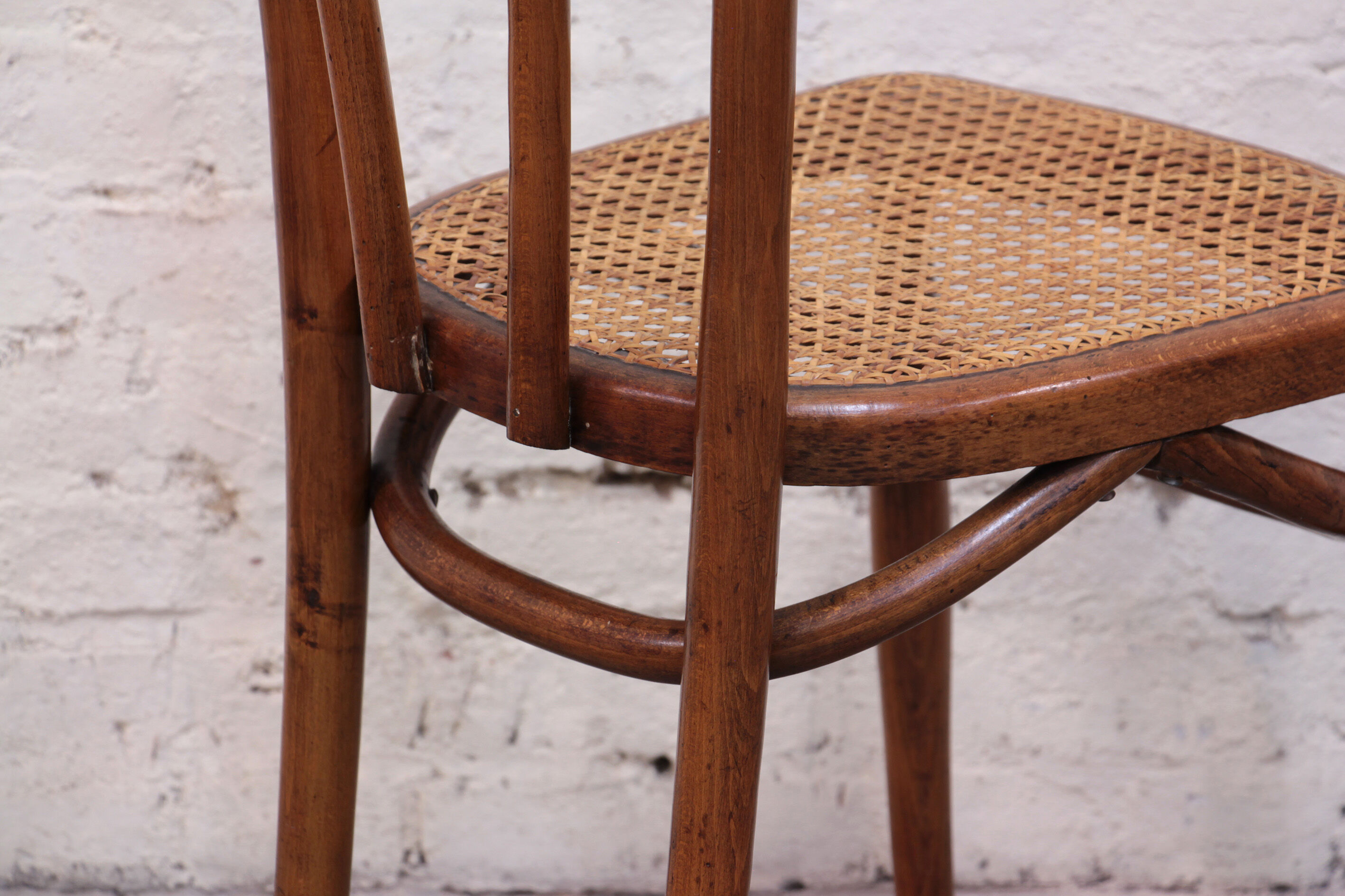 Bistrot chair in curved wood and caning
