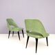 Paire de chaises d'appoint vintage en skaï vert avec pieds en bois noirci, Italie
