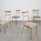 4 chaises en fer doré et tissu fleuri, Espagne, années 1980