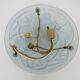 Old degue chandelier, 1-burner art deco washbasin pendant light, in blue glass paste. signed degué