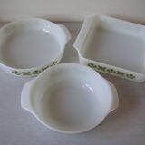 Set of 3 old Anchor Hocking USA dishes floral decor kitchen party table