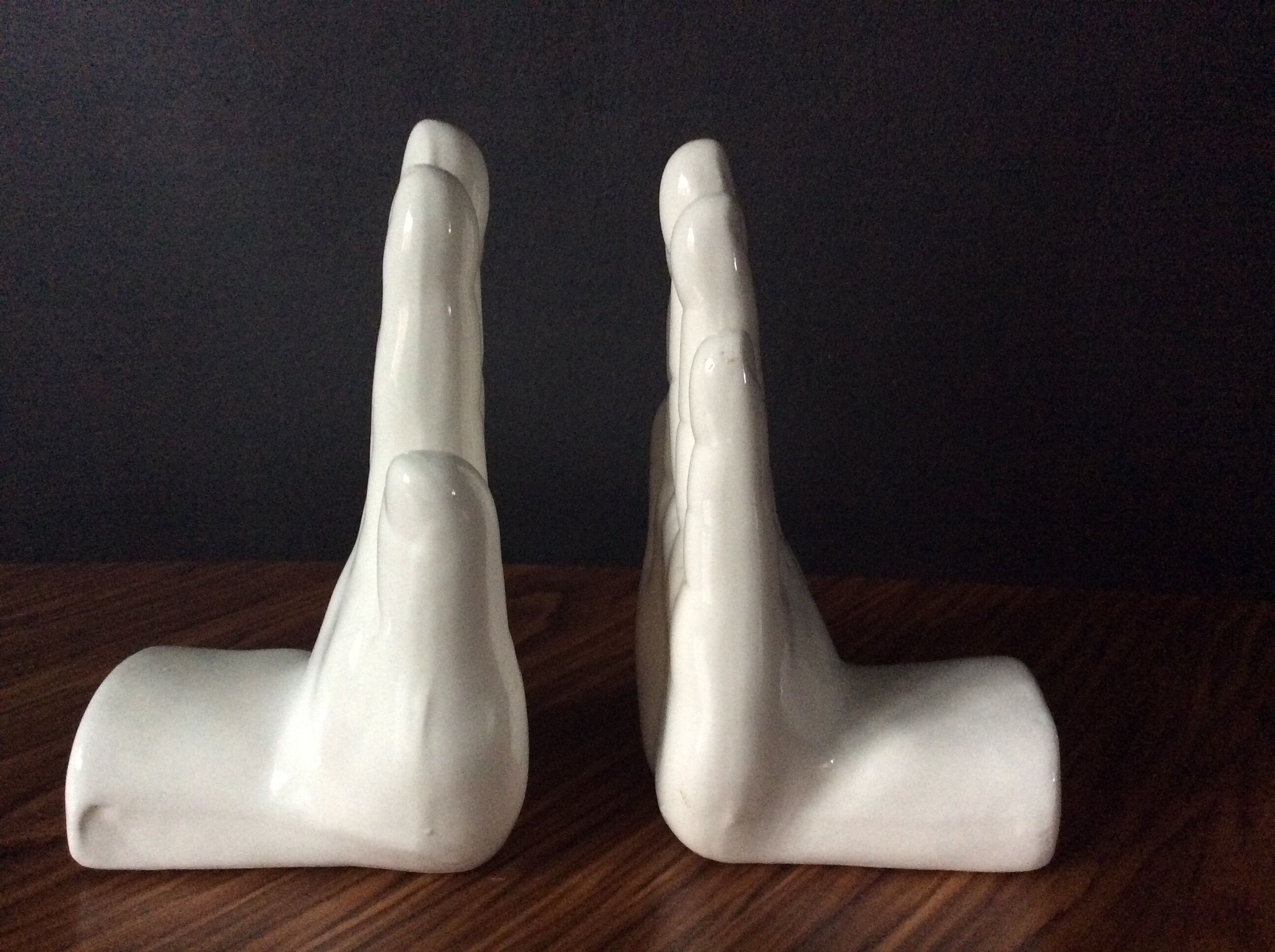 Pair of vintage bookends Ceramic hands