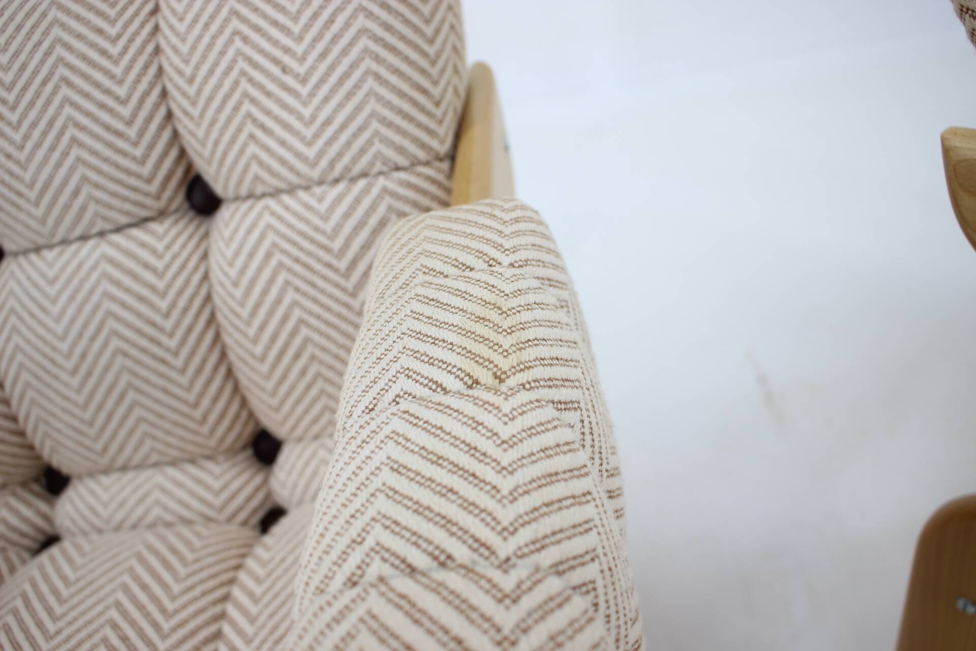 1970s Pair of Beech High Back Armchairs, Czechoslovakia