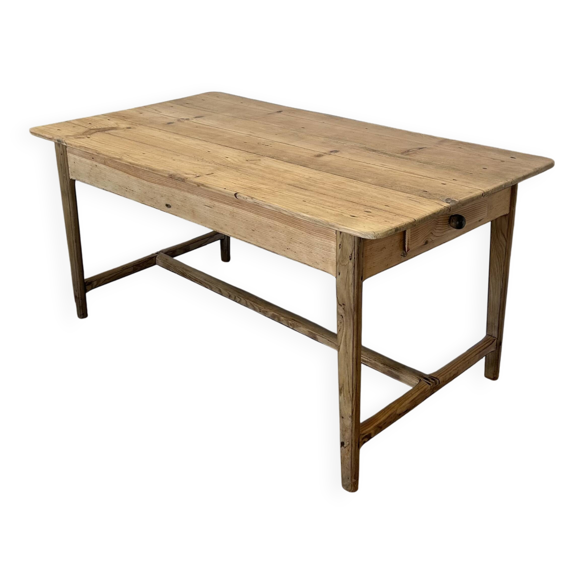 Solid wood farmhouse table, stripped and varnished
