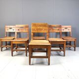 Vintage oak brutalist chairs, 1960s