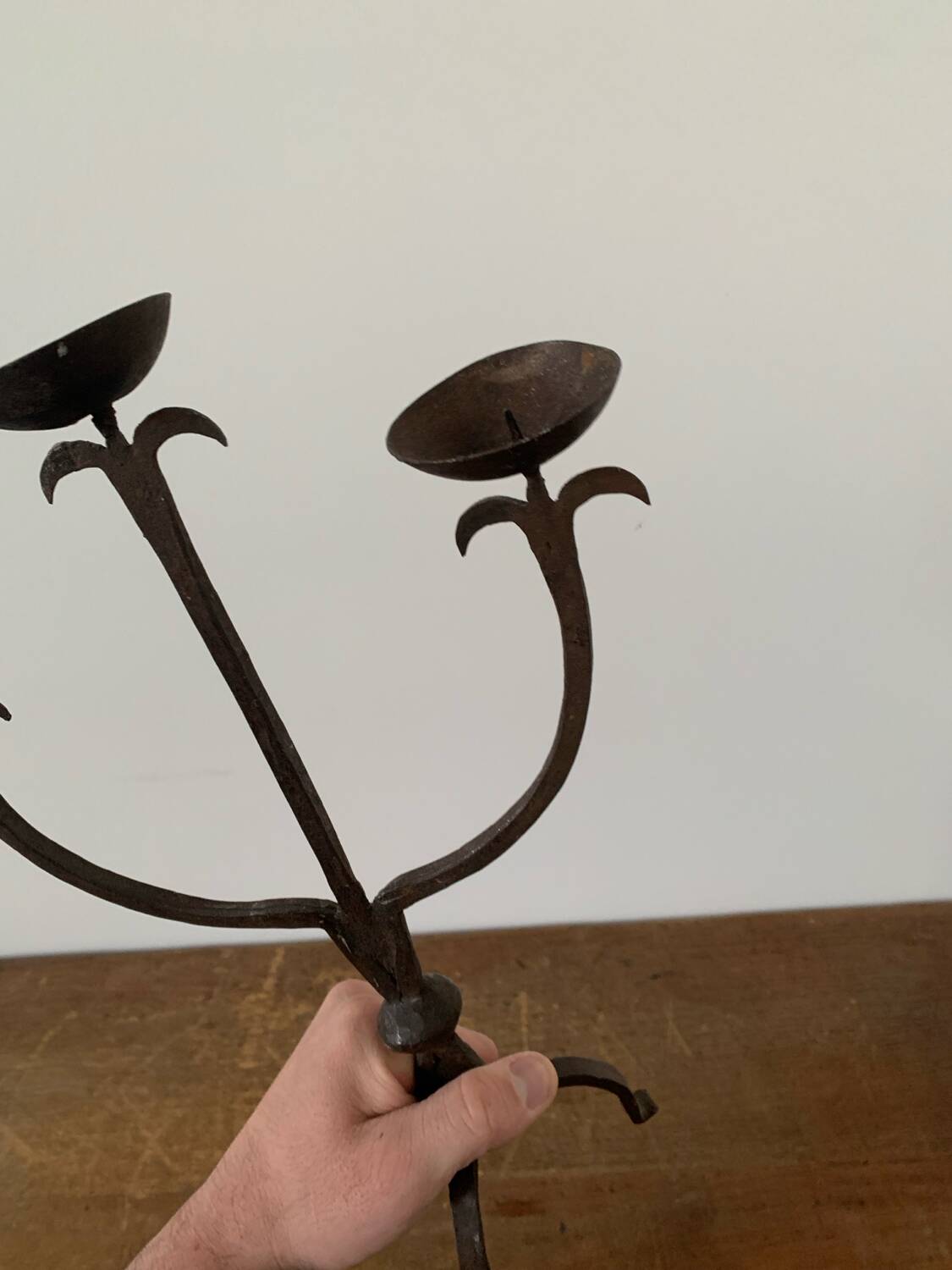 Brutalist Iron Candle Holder Circa 1970 Vintage