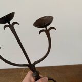 Brutalist Iron Candle Holder Circa 1970 Vintage