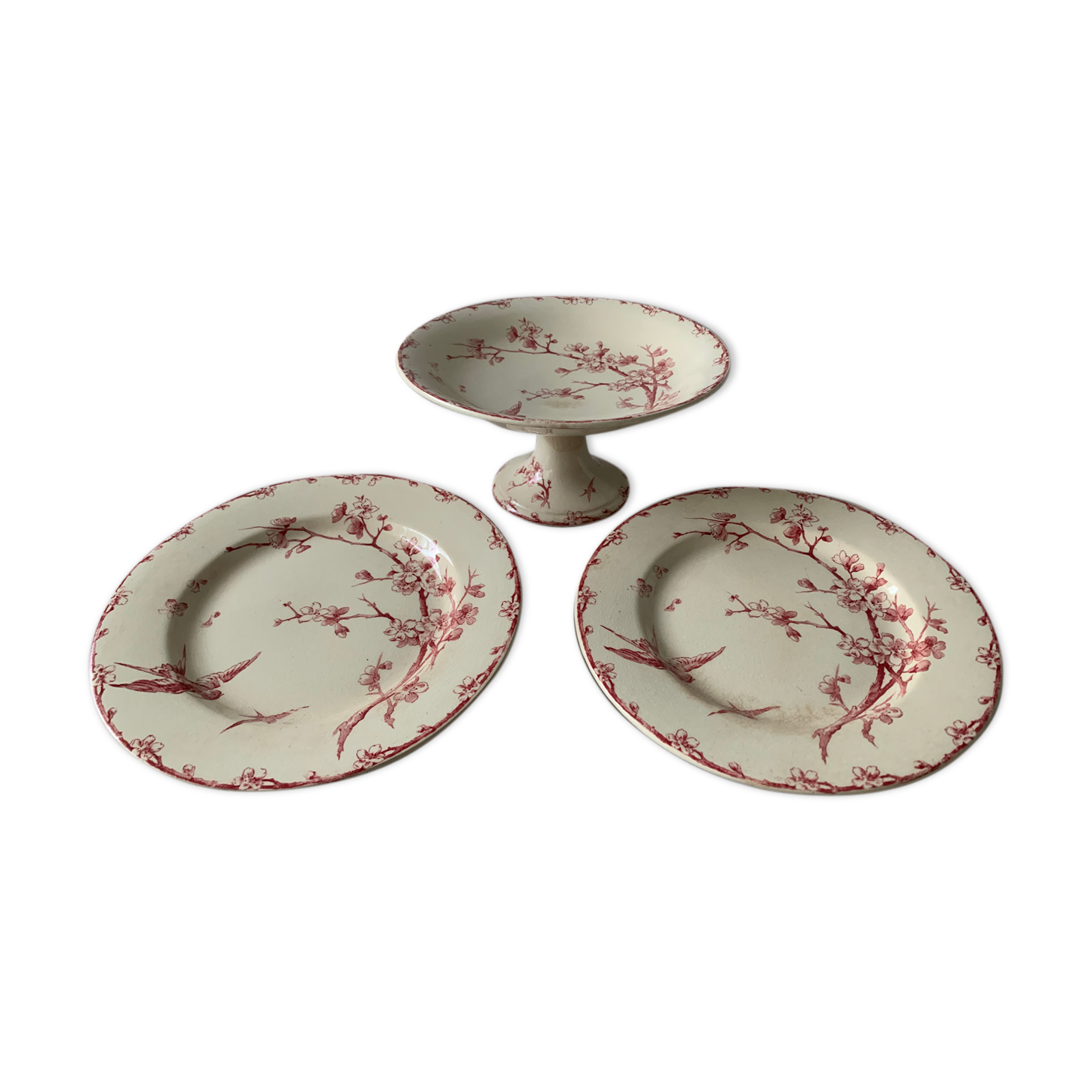 3 red compotiers Gien Iron Land The 20th century Martinets