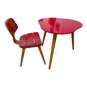 Table et chaise pour enfant Baumann, années 50