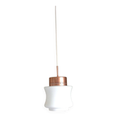 suspension en opaline blanche et metal cuivré, années 60-70