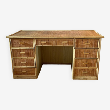 Bureau Rotin Vintage