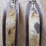 Nordic skiing in wood and skin former