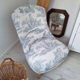 Blue toile de Jouy toad armchair