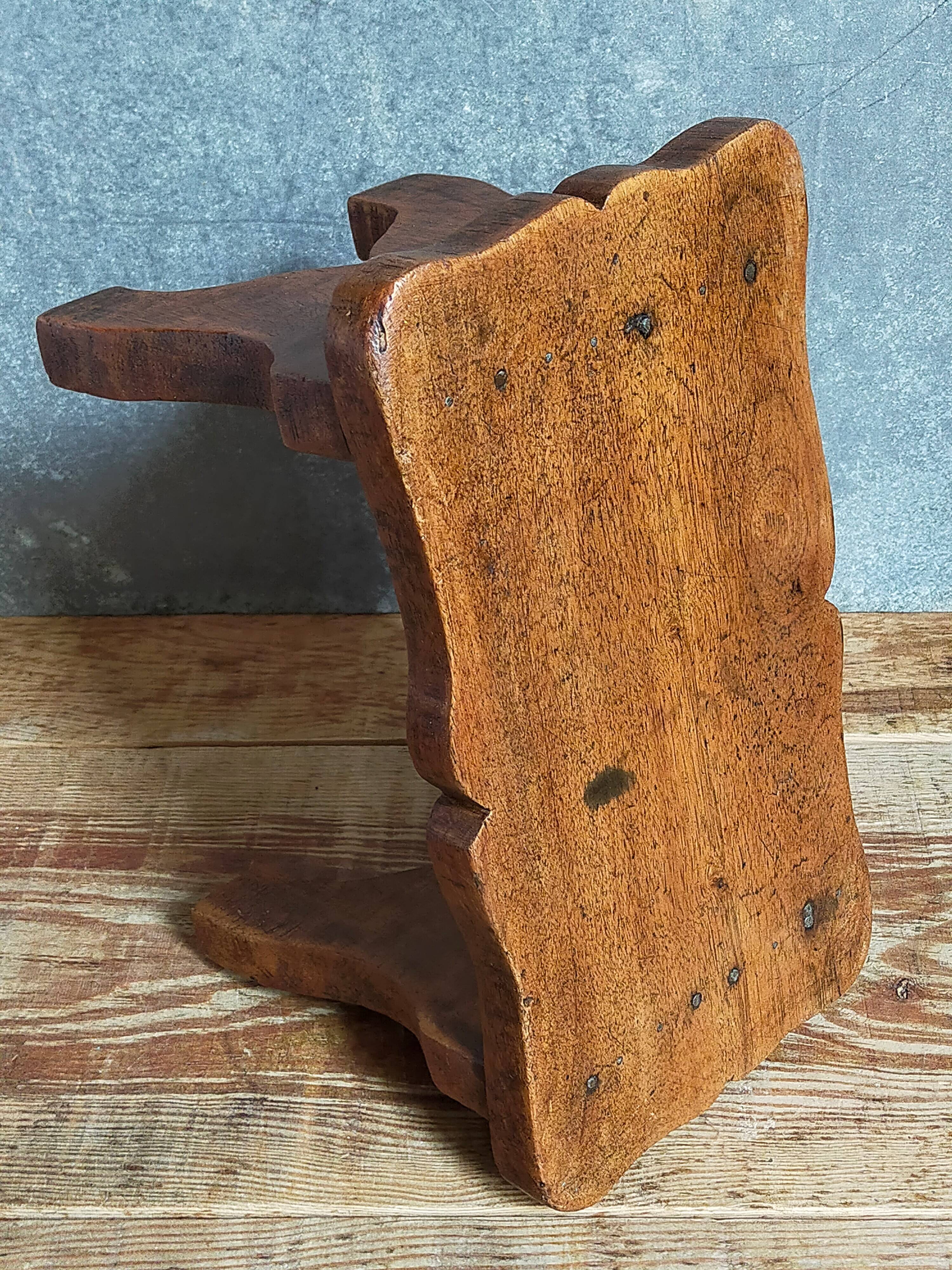 Old solid wood footrest stool
