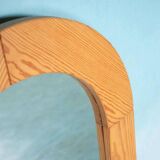 Large vintage pine mirror from the 1970s with craftsmanship.