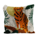 Square Silk Tiger Ikat Velvet Pillow, Yellow Animal Pattern Ethnic Cushion, Handloom Ethnic Pillow