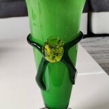 Design Vase in Floral/Yellow Rose shape in relief, corolla-shaped neck. Murano style. High 25 cm