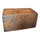 Old wooden chest with carved rosettes regionalism folk art
