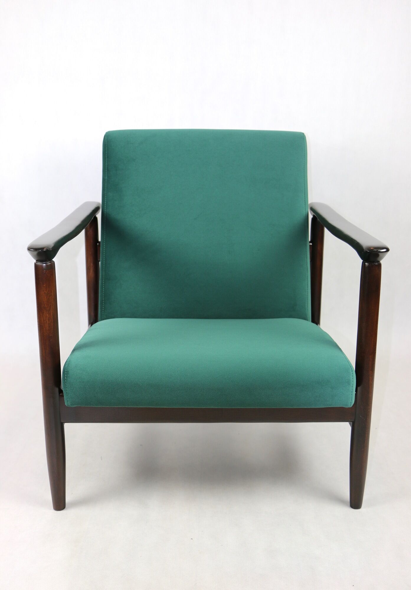 Green velvet GFM-142 Armchair by Edmund Homa, 1970s
