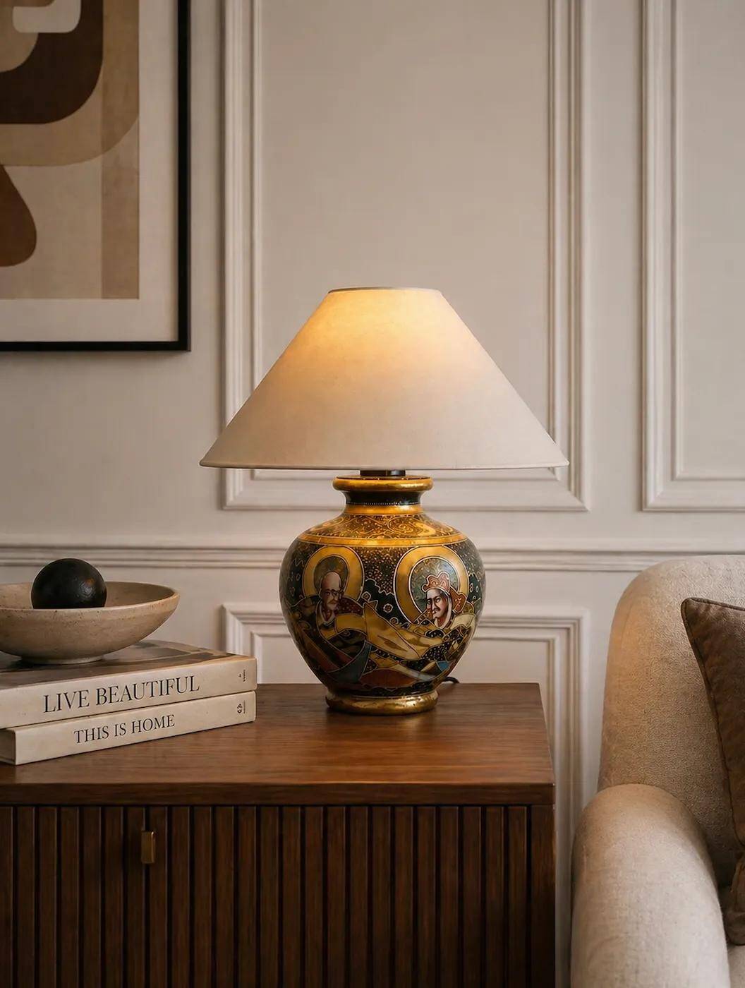 Handmade Asian style lamp in ceramic